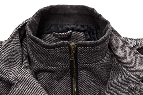 Wantdo Men's Wool Blend Pea Coat Windproof Wool Jacket Thick Coffee XX-Large