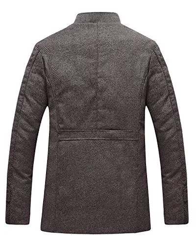 Wantdo Men's Wool Blend Pea Coat Windproof Wool Jacket Thick Coffee XX-Large