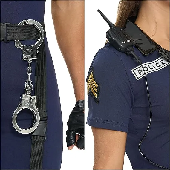 Women Blue Police Jumpsuit Costume