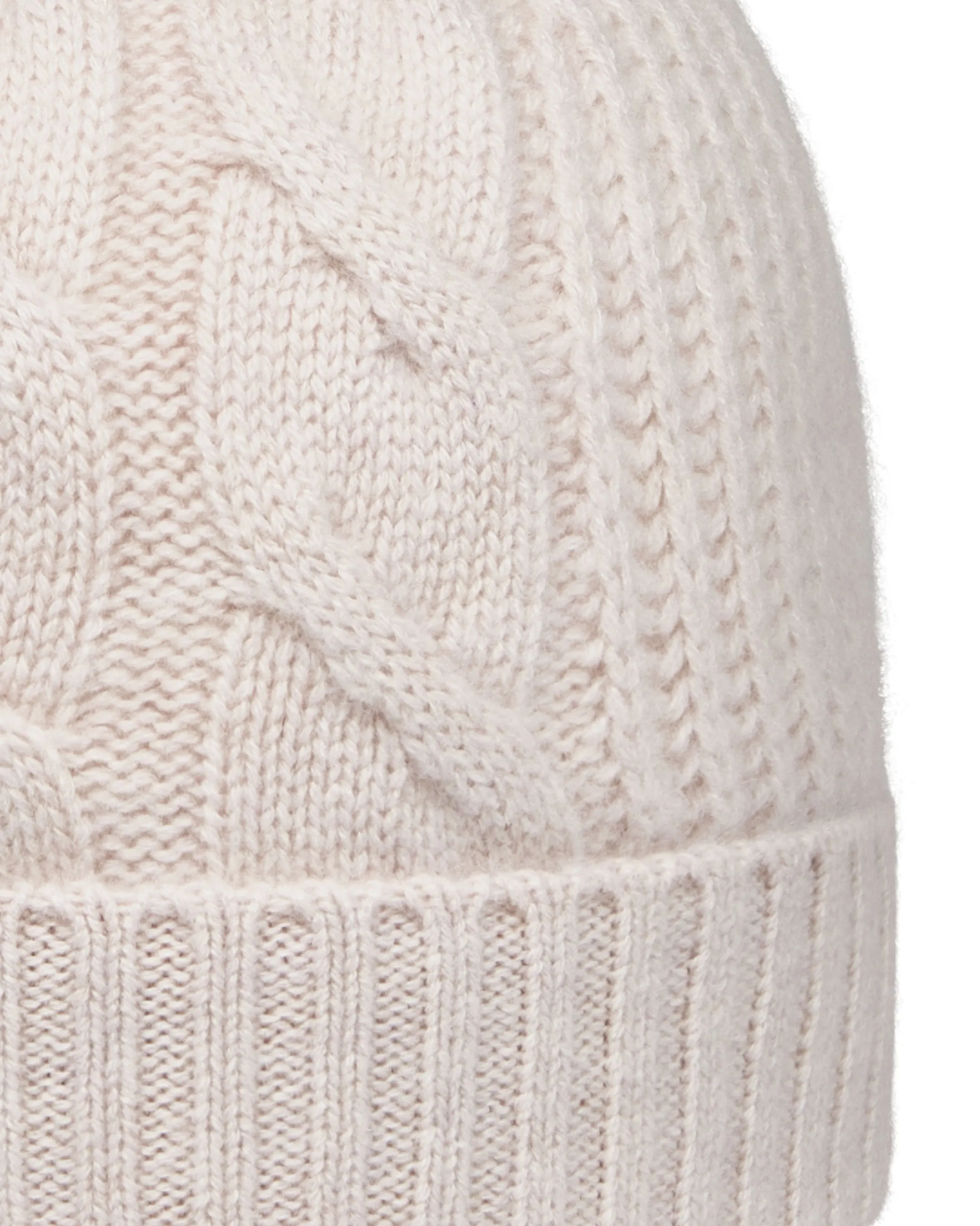 Women's Cable Rib Cashmere Hat Frost White