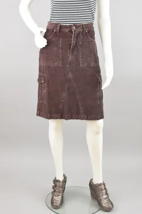 Y2K High Waisted Corduroy Pencil Cargo Skirt, No Boundaries, Juniors Size 7, 30" Waist